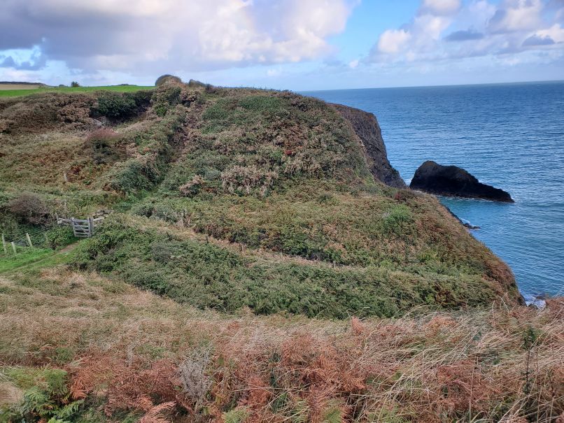 Grassy cliffs Pwll Crochan